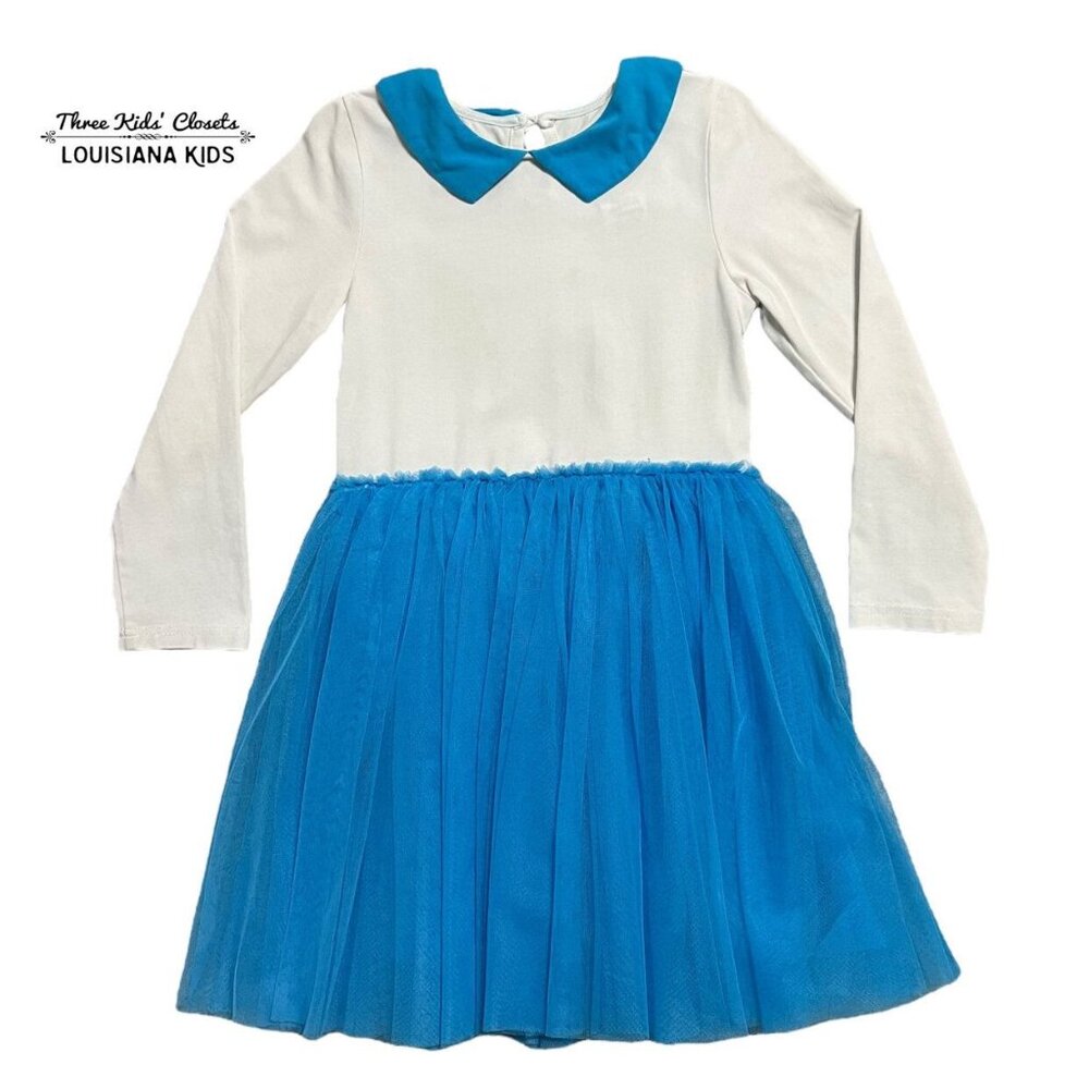 Taylor Joelle 6Y Blue & White Long Sleeve Dress
